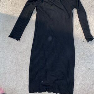 Elegant Black Ribbed Dress